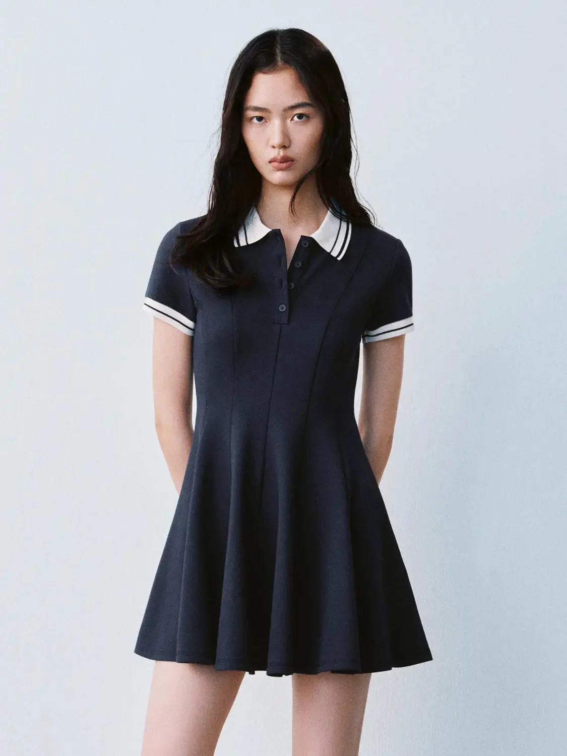 180-polo-neck-short-sleeve-a-line-with-stretch-dresses-9.webp Polo Neck Short Sleeve A Line With Stretch Dresses