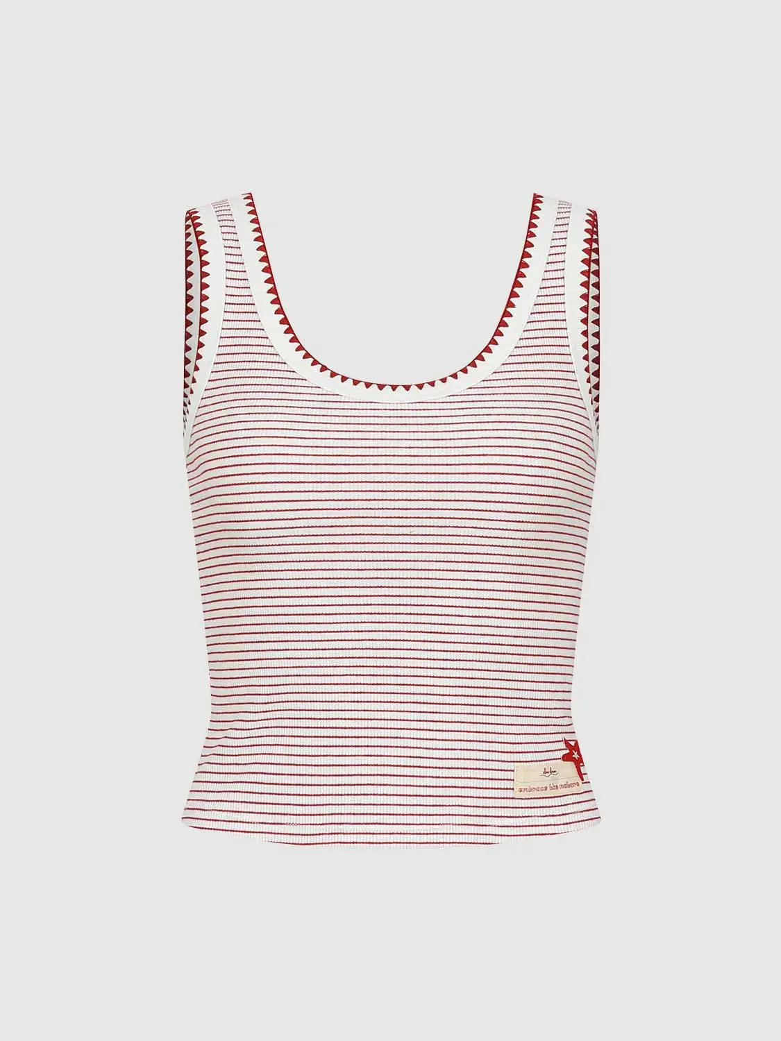 18009-cotton-stripe-embroidered-trim-sleeveless-t-shirt-7.webp Cotton Stripe Embroidered Trim Sleeveless T Shirt