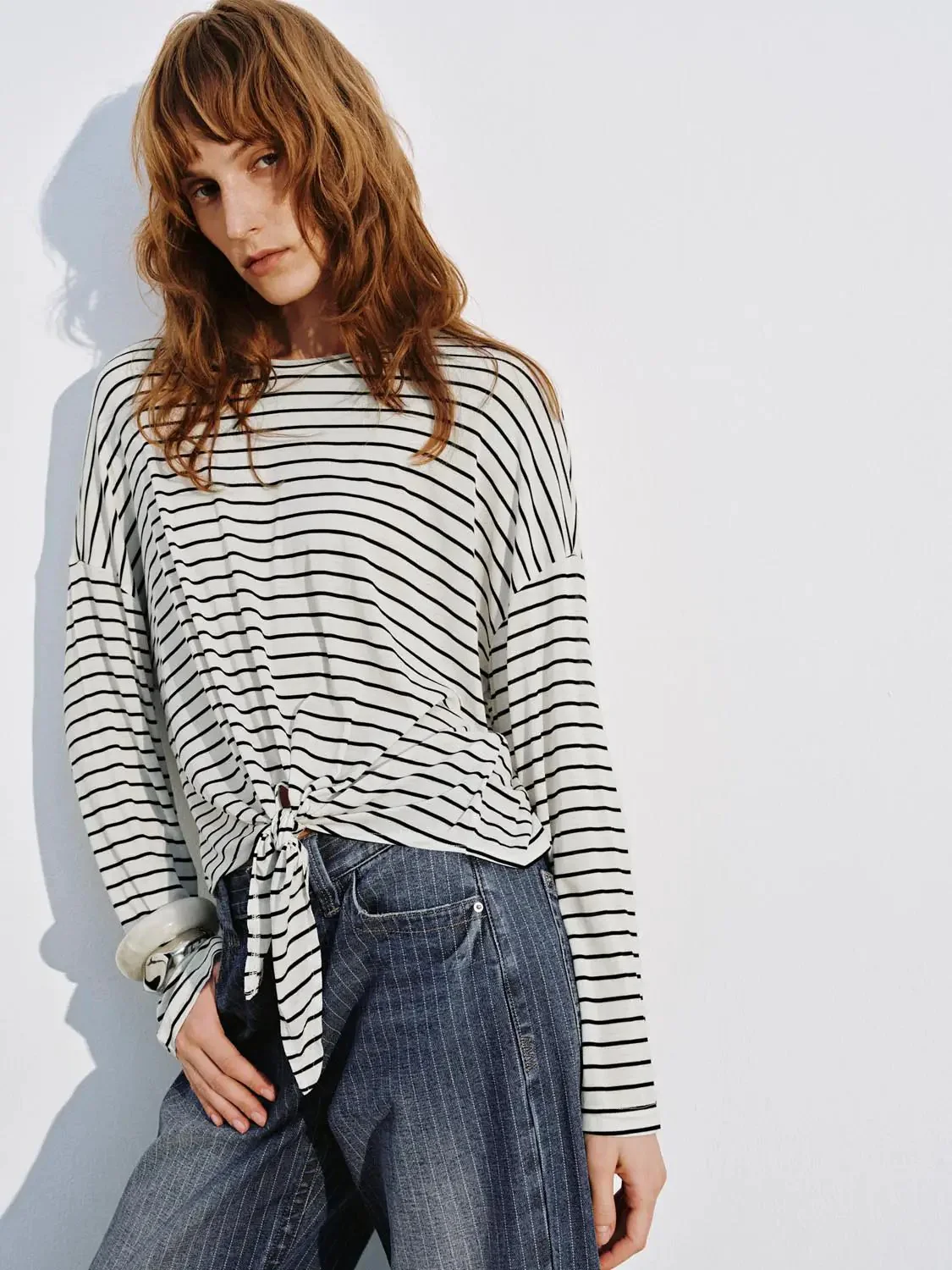 18015-viscose-blend-striped-tie-front-long-sleeve-top-10.webp Viscose Blend Striped Tie Front Long Sleeve Top