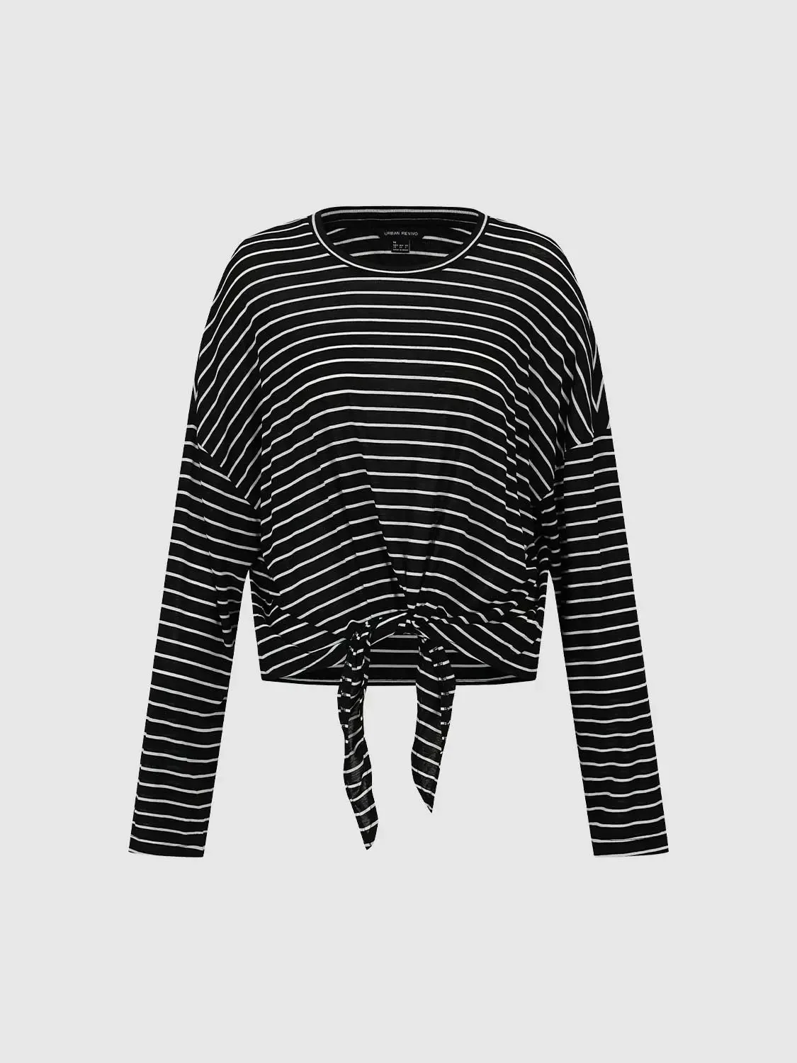 18015-viscose-blend-striped-tie-front-long-sleeve-top-7.webp Viscose Blend Striped Tie Front Long Sleeve Top