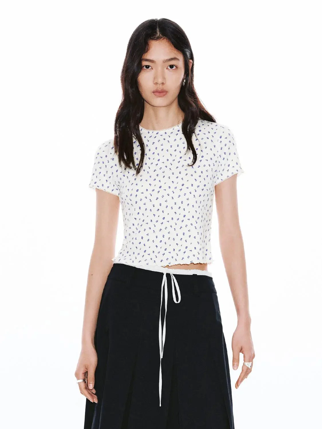 18024-cotton-ruffle-trim-polka-dot-cropped-t-shirt-1.webp Cotton Ruffle Trim Polka Dot Cropped T Shirt