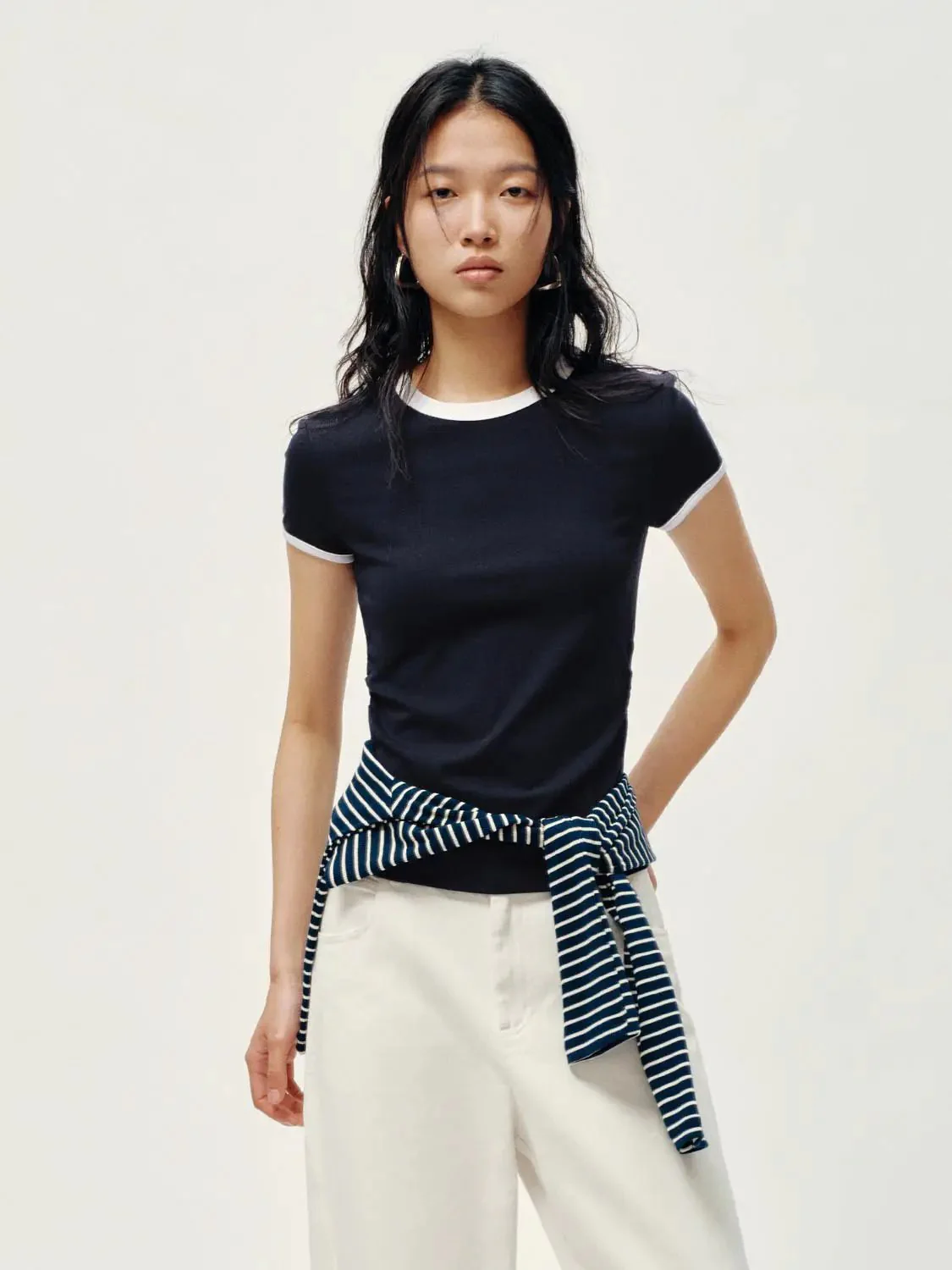 18029-cotton-lyocell-blend-crew-neck-contrast-trim-t-shirt-1.webp Cotton Lyocell Blend Crew Neck Contrast Trim T Shirt