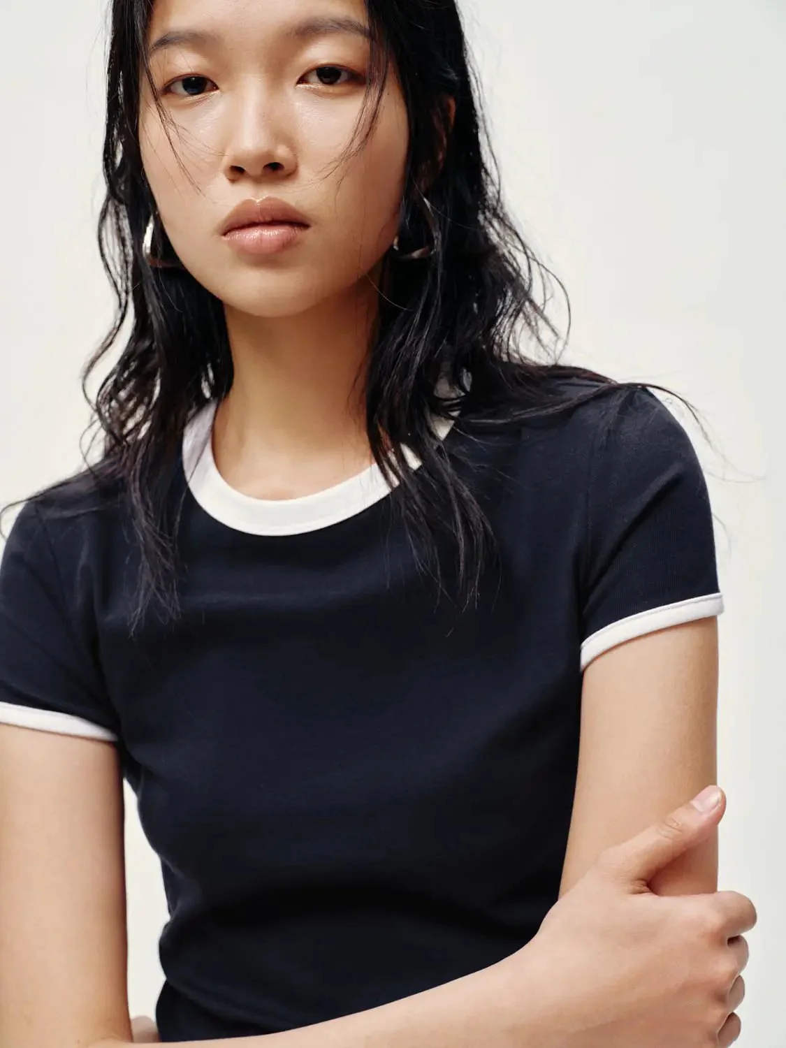 18029-cotton-lyocell-blend-crew-neck-contrast-trim-t-shirt-3.webp Cotton Lyocell Blend Crew Neck Contrast Trim T Shirt