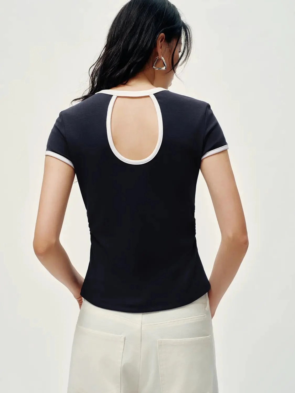 18029-cotton-lyocell-blend-crew-neck-contrast-trim-t-shirt-6.webp Cotton Lyocell Blend Crew Neck Contrast Trim T Shirt