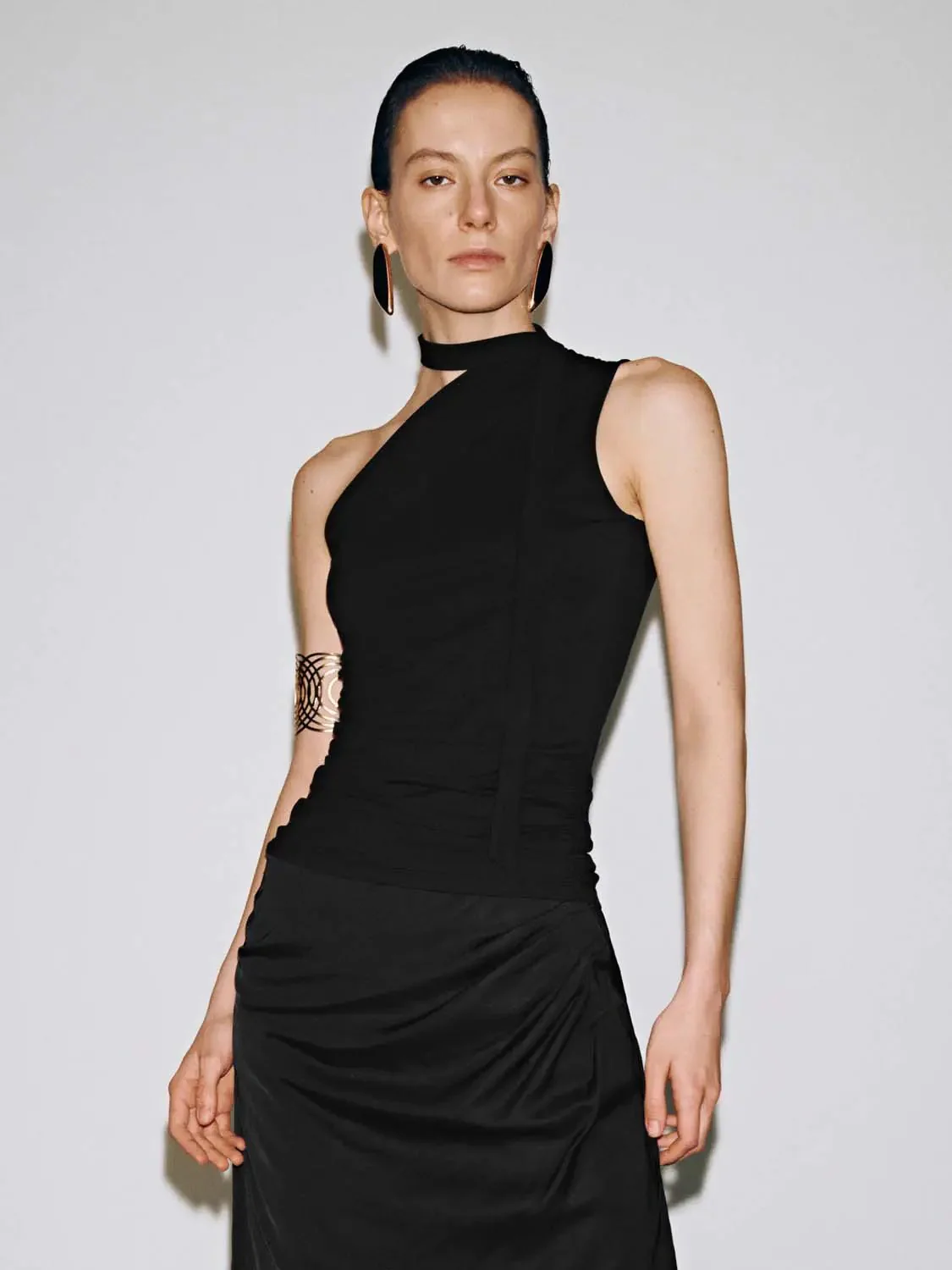 18051-modal-cotton-one-shoulder-ruched-mini-dress-2.webp Modal Cotton One Shoulder Ruched Mini Dress