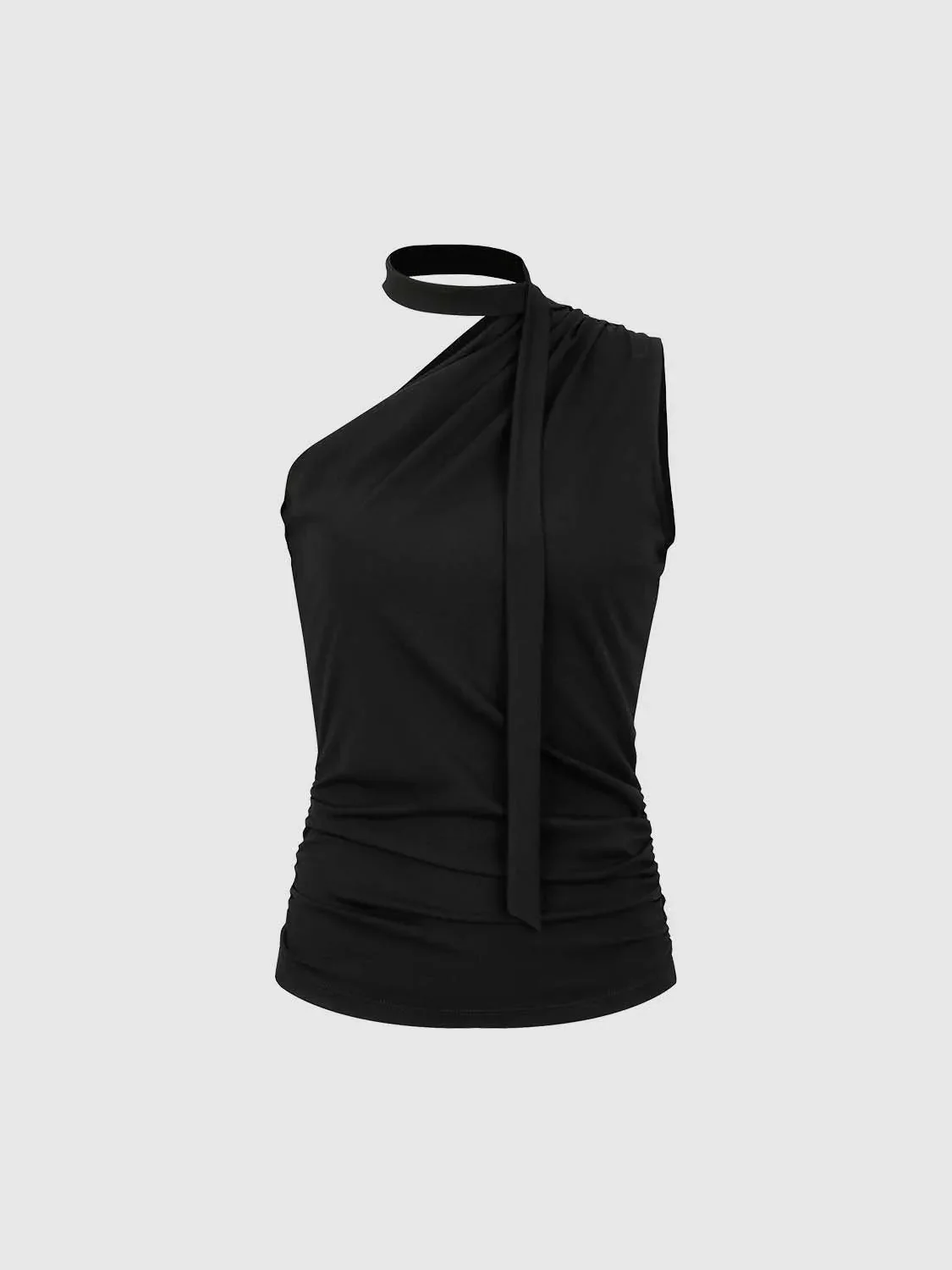 18051-modal-cotton-one-shoulder-ruched-mini-dress-7.webp Modal Cotton One Shoulder Ruched Mini Dress