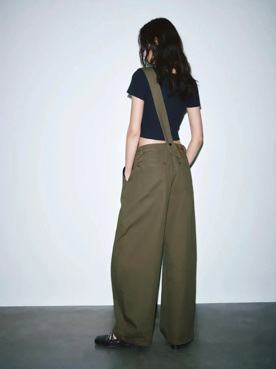 Square Neck Seamed Skinny Fit Cropped Cotton T-Shirts