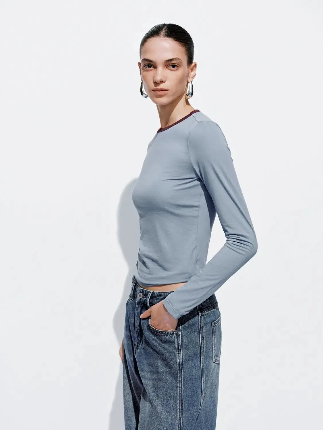 18103-navy-cotton-blend-long-sleeve-with-white-trim-t-shirt-18.webp Navy Cotton Blend Long Sleeve With White Trim T Shirt