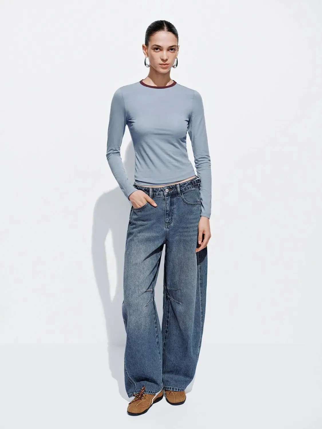 18103-navy-cotton-blend-long-sleeve-with-white-trim-t-shirt-21.webp Navy Cotton Blend Long Sleeve With White Trim T Shirt