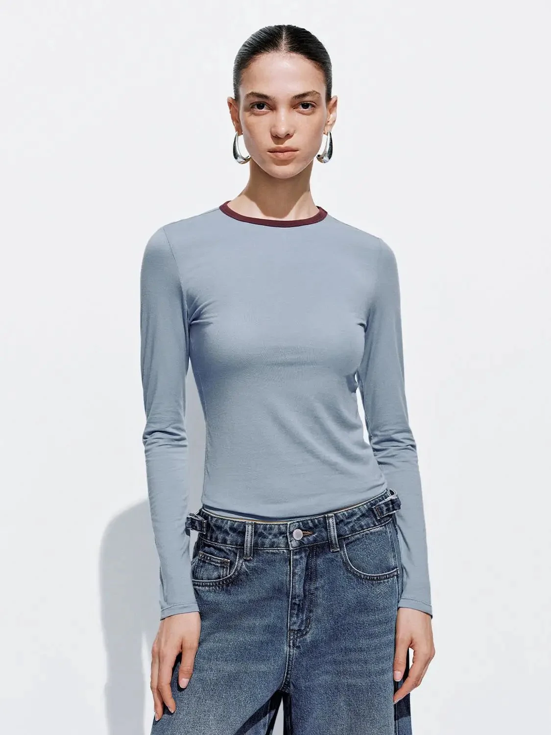 18103-navy-cotton-blend-long-sleeve-with-white-trim-t-shirt-27.webp Navy Cotton Blend Long Sleeve With White Trim T Shirt