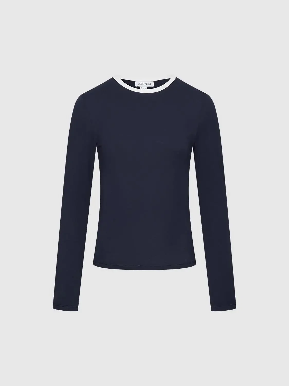 18103-navy-cotton-blend-long-sleeve-with-white-trim-t-shirt-7.webp Navy Cotton Blend Long Sleeve With White Trim T Shirt