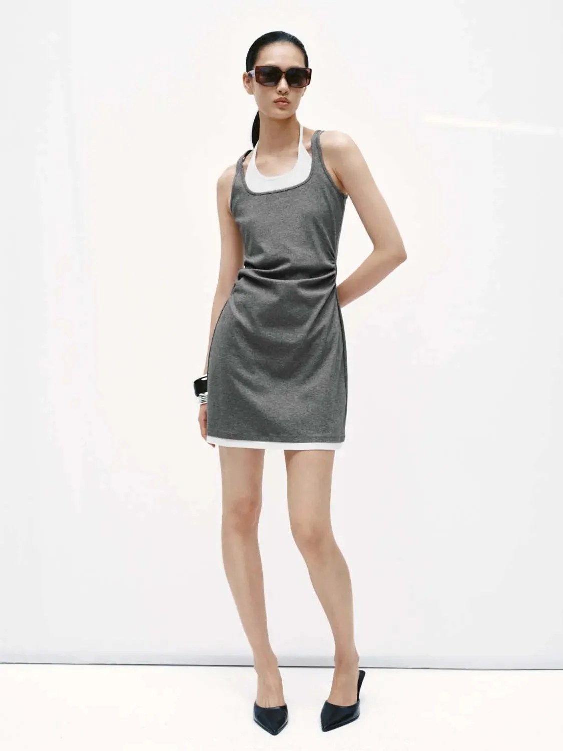 18116-cotton-blend-contrast-sleeveless-mini-dress-4.webp Cotton Blend Contrast Sleeveless Mini Dress