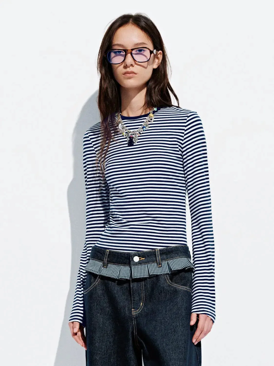 18144-striped-flare-cotton-blend-long-sleeve-shirt-12.webp Striped Flare Cotton Blend Long Sleeve Shirt