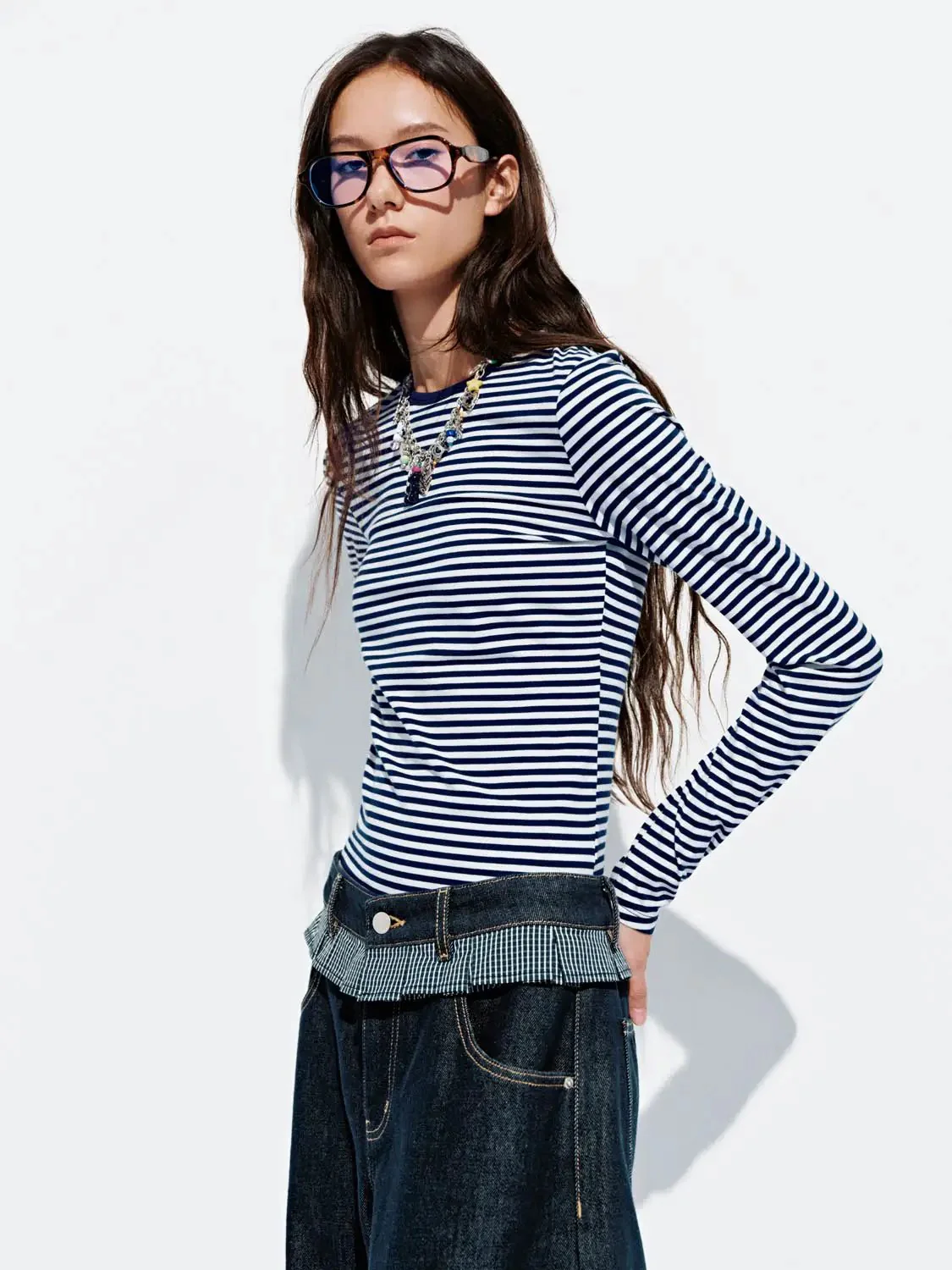 18144-striped-flare-cotton-blend-long-sleeve-shirt-2.webp Striped Flare Cotton Blend Long Sleeve Shirt
