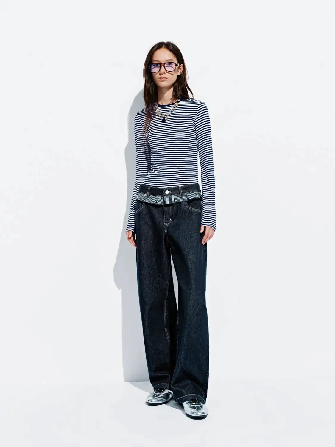 18144-striped-flare-cotton-blend-long-sleeve-shirt-4.webp Striped Flare Cotton Blend Long Sleeve Shirt