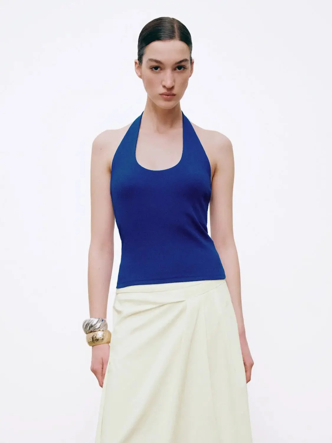18153-halter-neck-cotton-blend-slim-fit-tank-tops-1.webp Halter Neck Cotton Blend Slim Fit Tank Tops