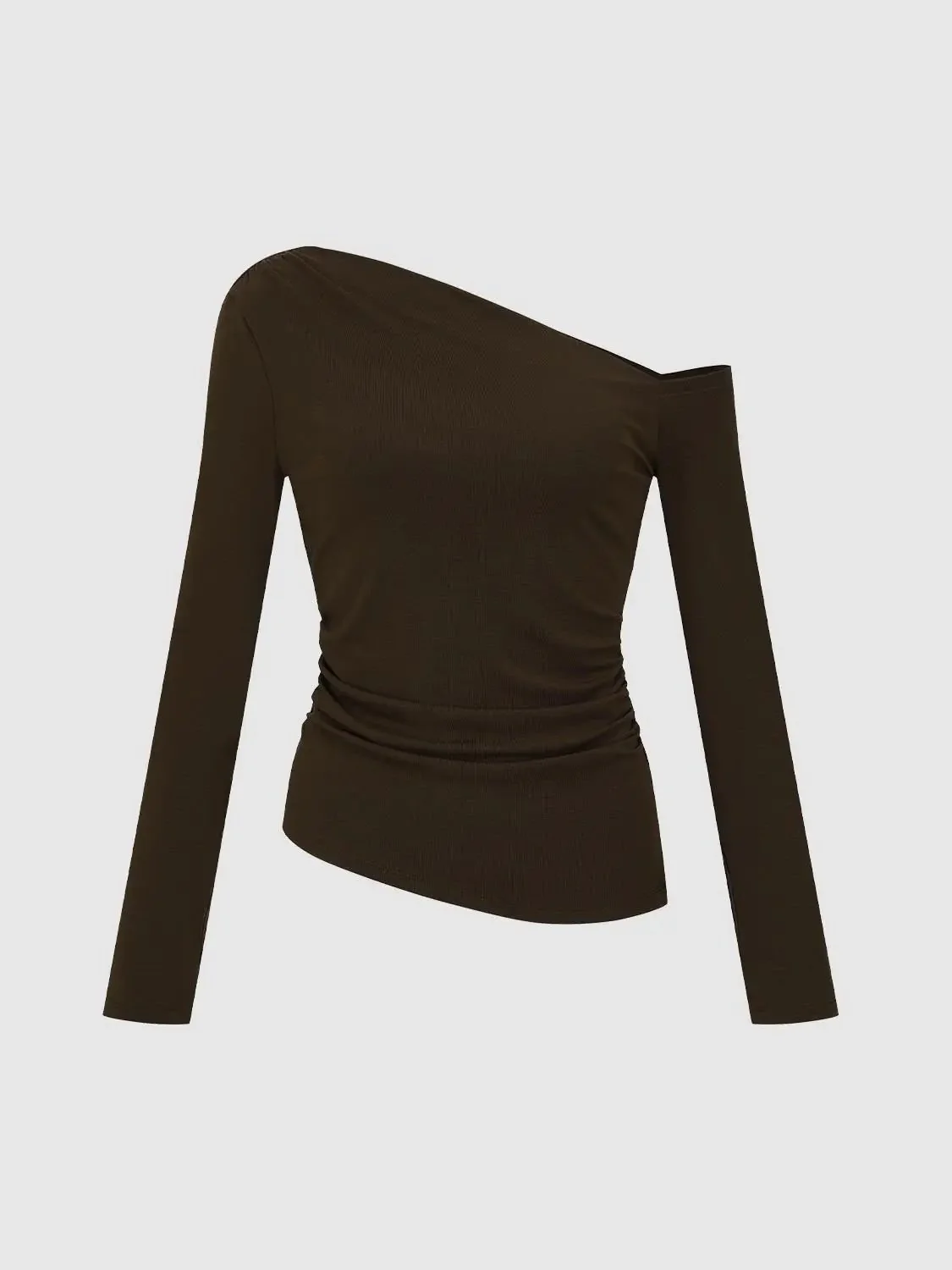 18181-lyocell-blend-cinched-one-shoulder-long-sleeve-t-shirt-7.webp Lyocell Blend Cinched One Shoulder Long Sleeve T Shirt