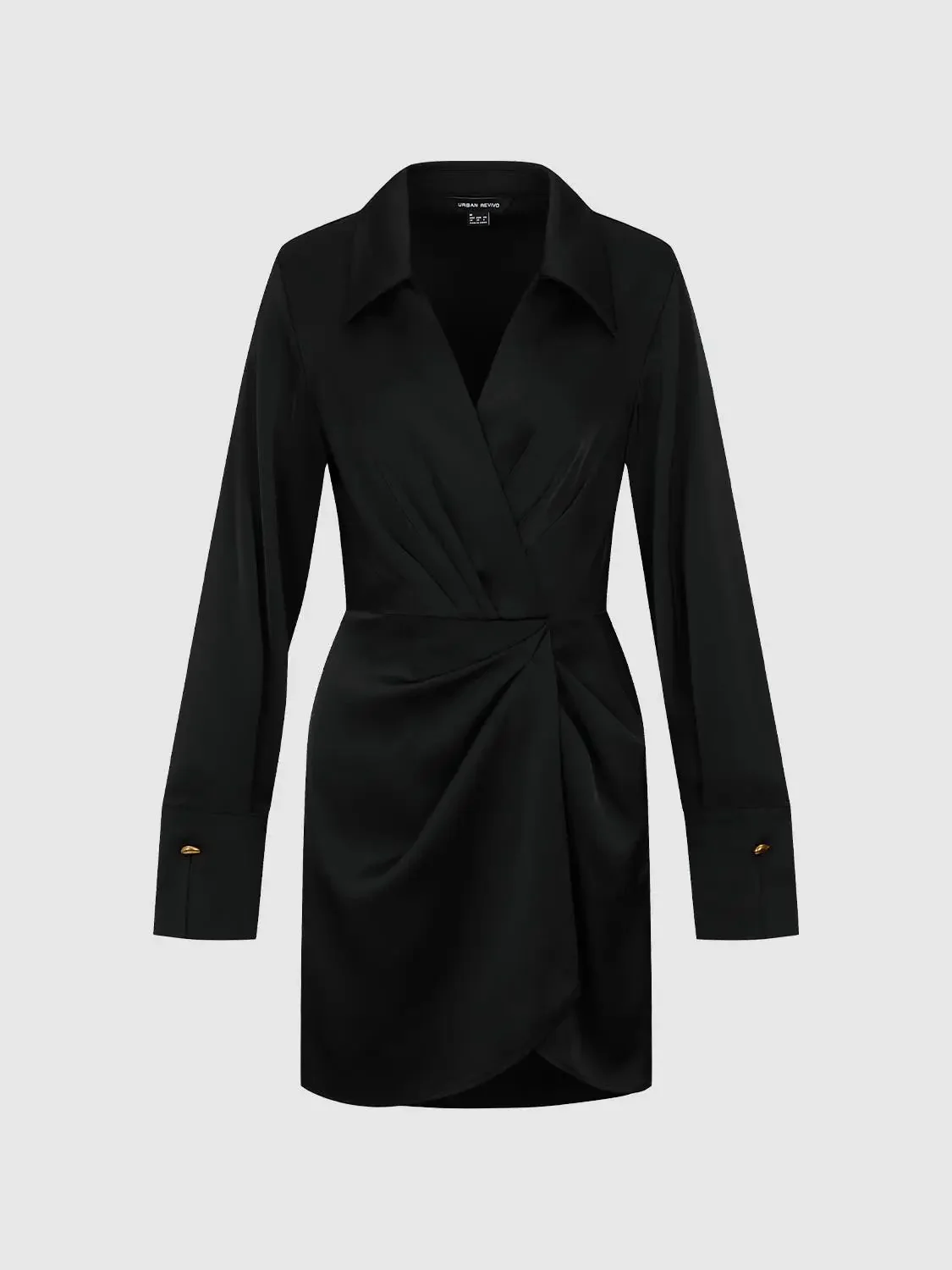 18382-black-draped-silk-v-neck-wrap-midi-dress-4.webp Black Draped Silk V Neck Wrap Midi Dress