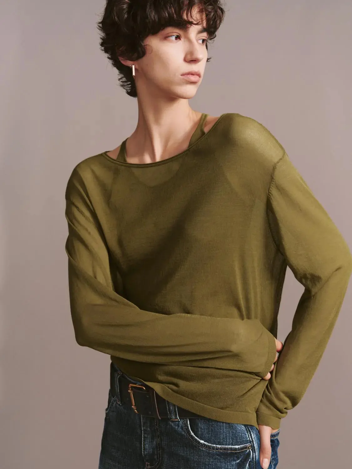 Knitted Fabric 2in1 Long Sleeve T Shirts