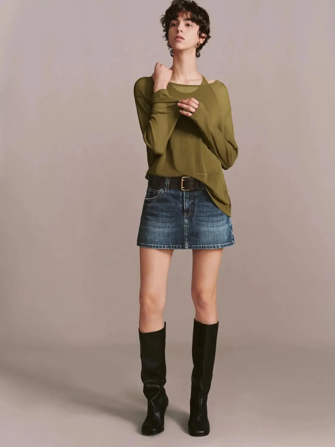 Knitted Fabric 2in1 Long Sleeve T Shirts