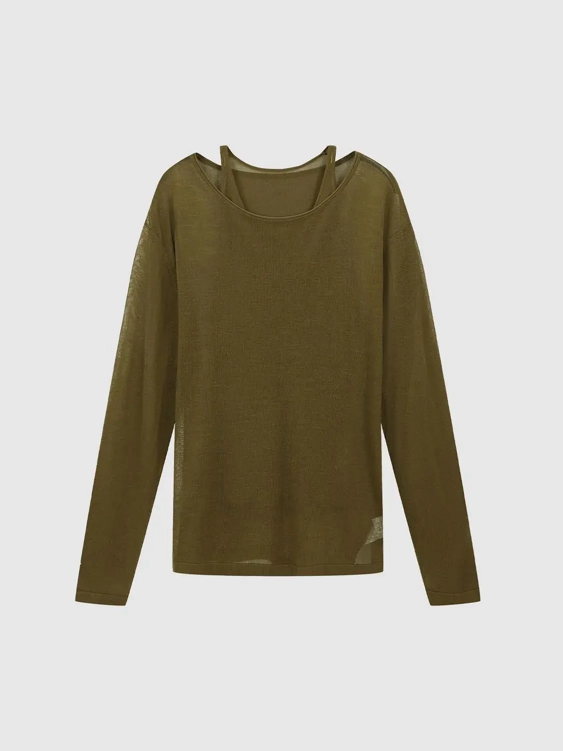 Knitted Fabric 2in1 Long Sleeve T Shirts