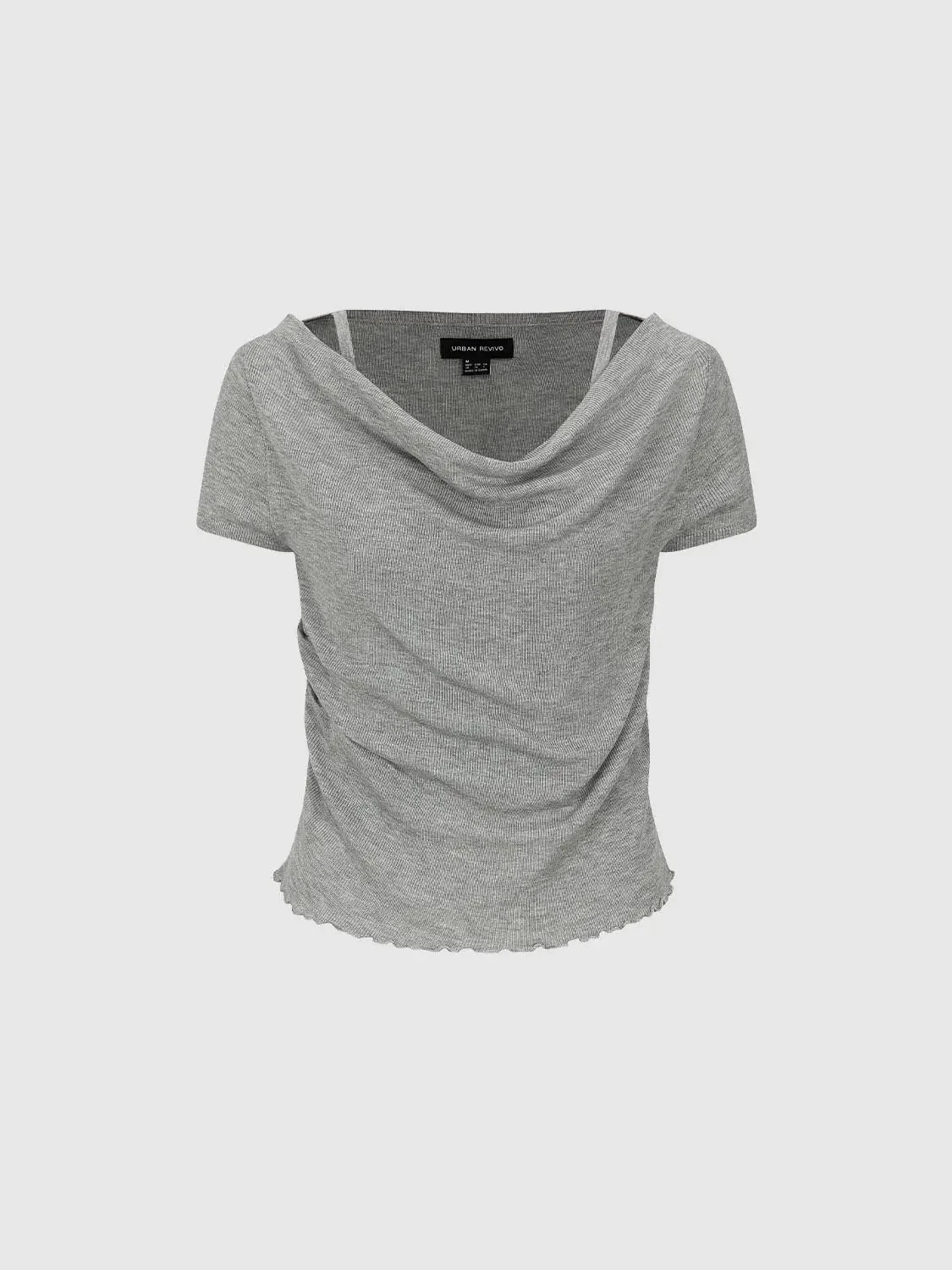 18393-heather-knit-cotton-blend-cowl-neck-t-shirts-1.webp Heather Knit Cotton Blend Cowl Neck T-Shirts