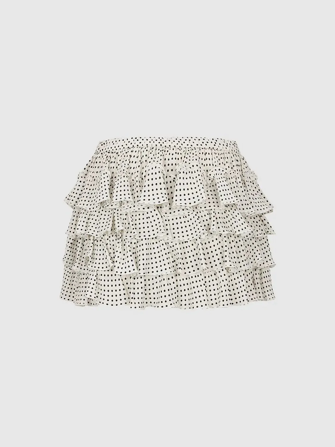 Cotton Blend Polka Dot Tiered A-Line Mini Skirts