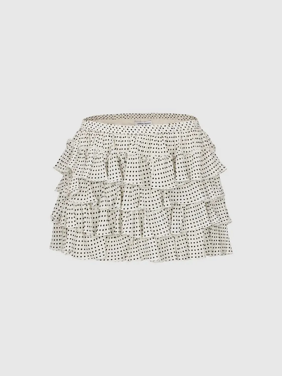 Cotton Blend Polka Dot Tiered A-Line Mini Skirts