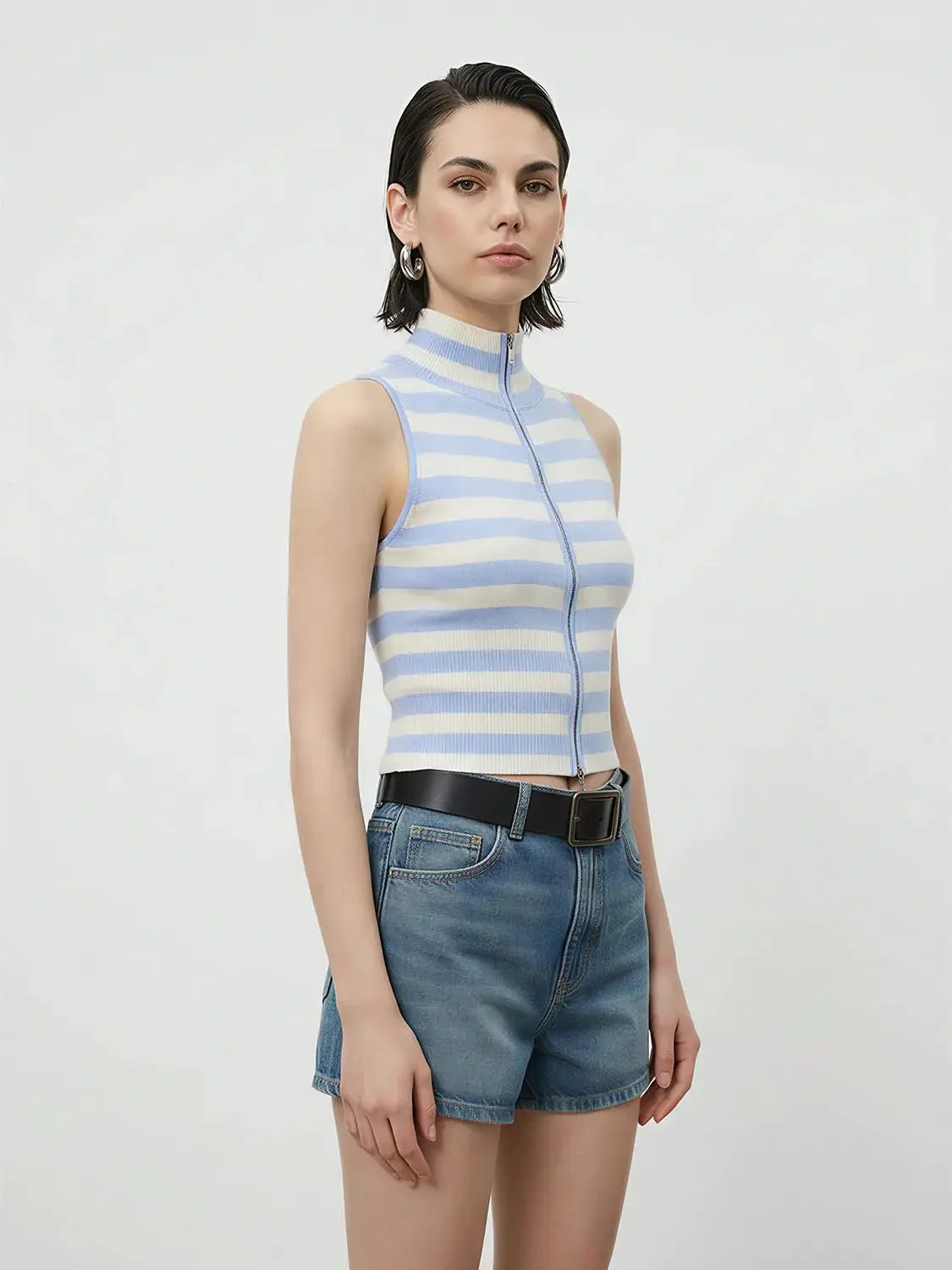 18472-striped-knit-sleeveless-zip-up-lightweight-t-shirts-2.webp Striped Knit Sleeveless Zip Up Lightweight T-Shirts