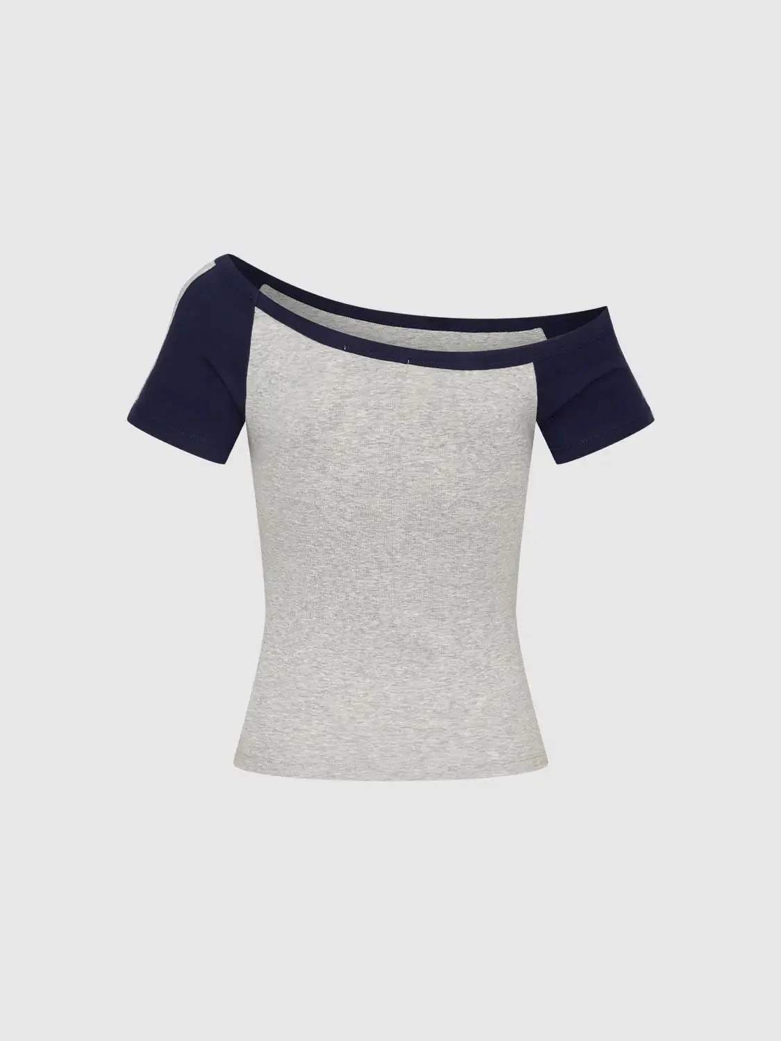 18529-heather-gray-cotton-blend-with-navy-contrast-trim-t-shirts-2.webp Heather Gray Cotton Blend With Navy Contrast Trim T-Shirts