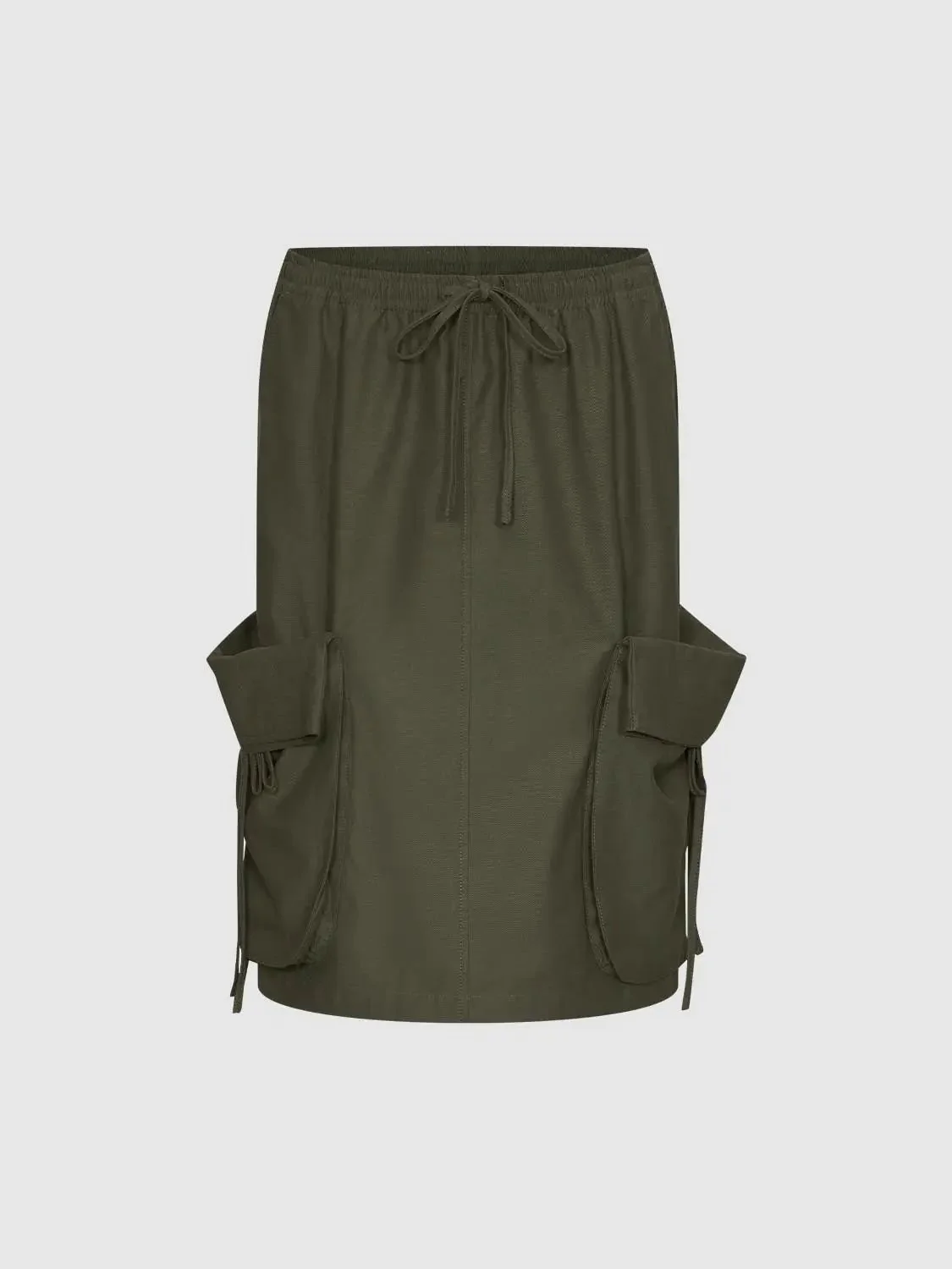 18535-olive-cotton-drawstring-cargo-flap-pockets-midi-skirts-2.webp Olive Cotton Drawstring Cargo Flap Pockets Midi Skirts