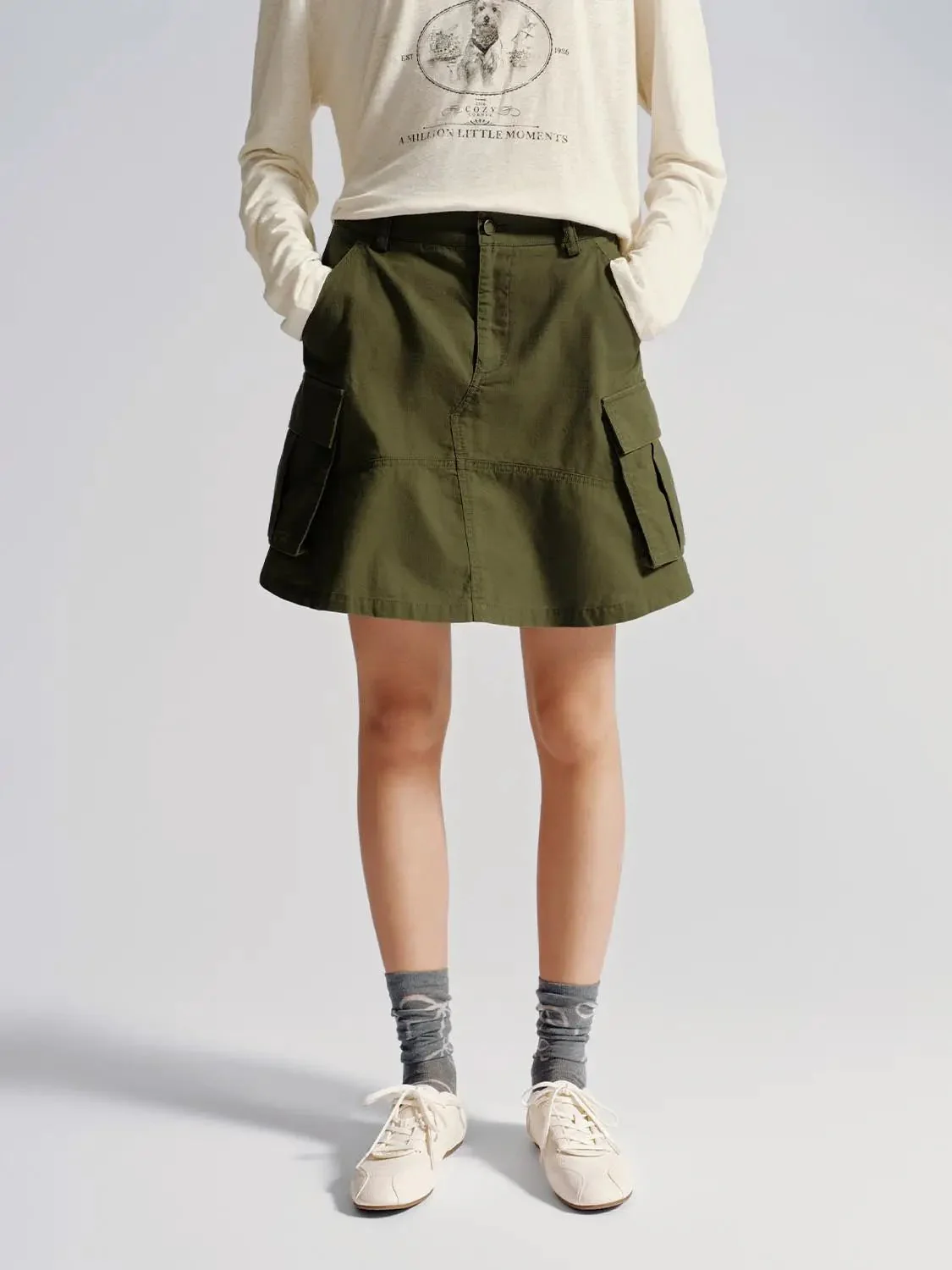 18540-durable-cotton-twill-cargo-a-line-midi-flap-pocket-skirts-1.webp Durable Cotton Twill Cargo A-Line Midi Flap Pocket Skirts