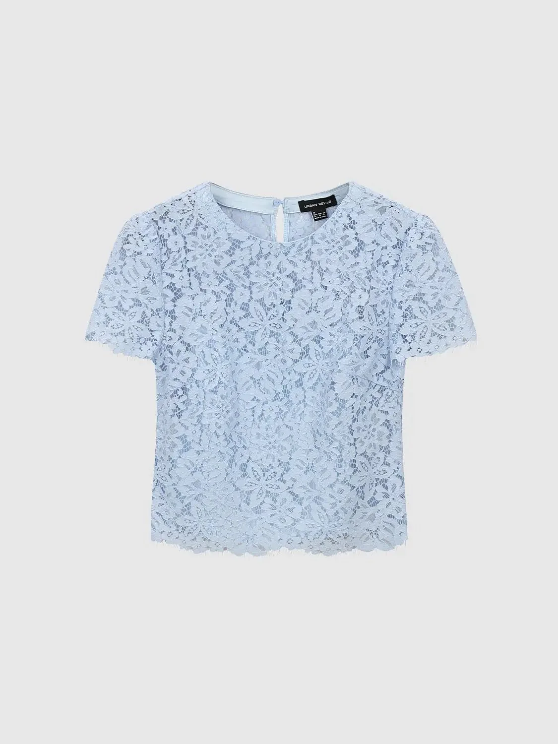18599-elegant-light-blue-lace-short-sleeve-overhead-shirts-1.webp Elegant Light Blue Lace Short Sleeve Overhead Shirts