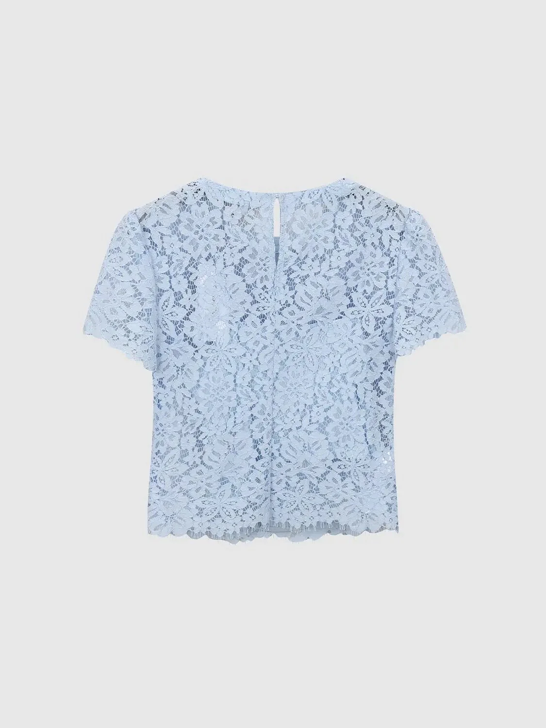 18599-elegant-light-blue-lace-short-sleeve-overhead-shirts-2.webp Elegant Light Blue Lace Short Sleeve Overhead Shirts