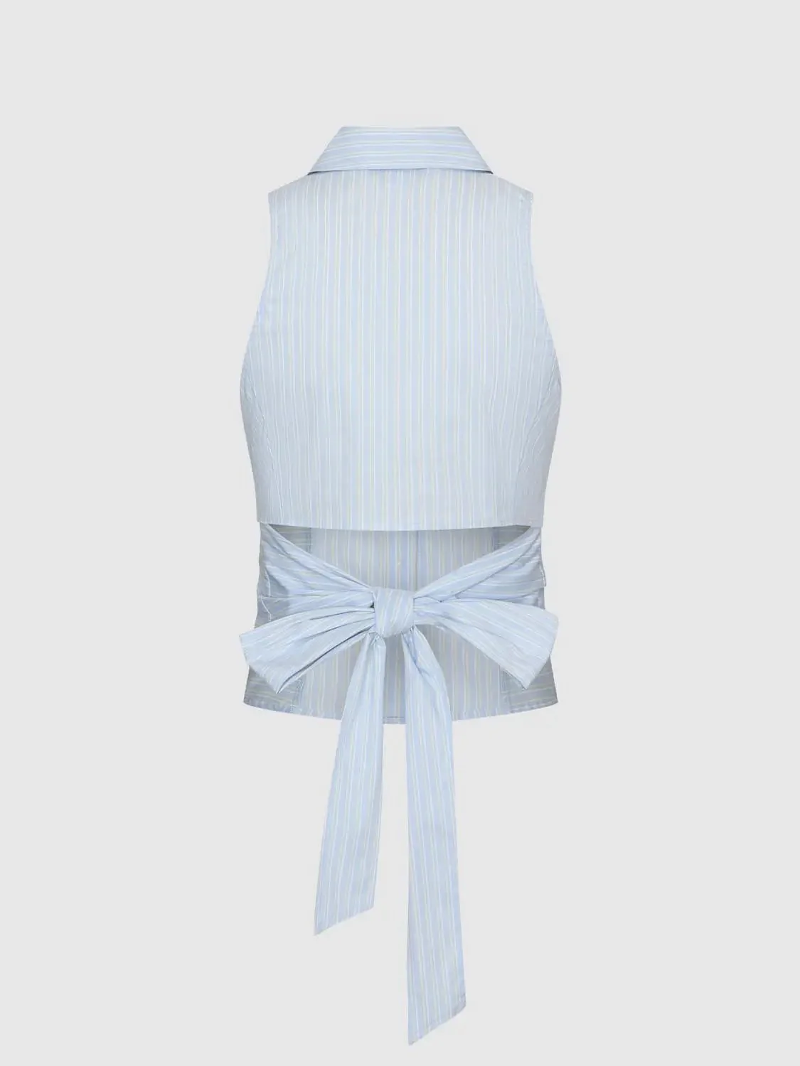 Cotton Striped Sleeveless Button Down Shirts