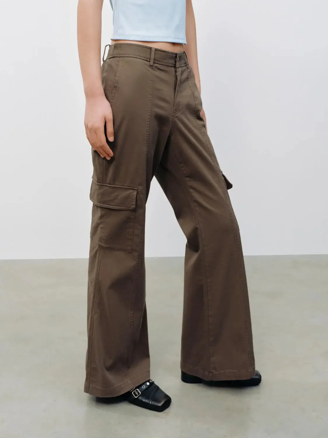 Cotton Twill Cargo Flap Pockets Pants