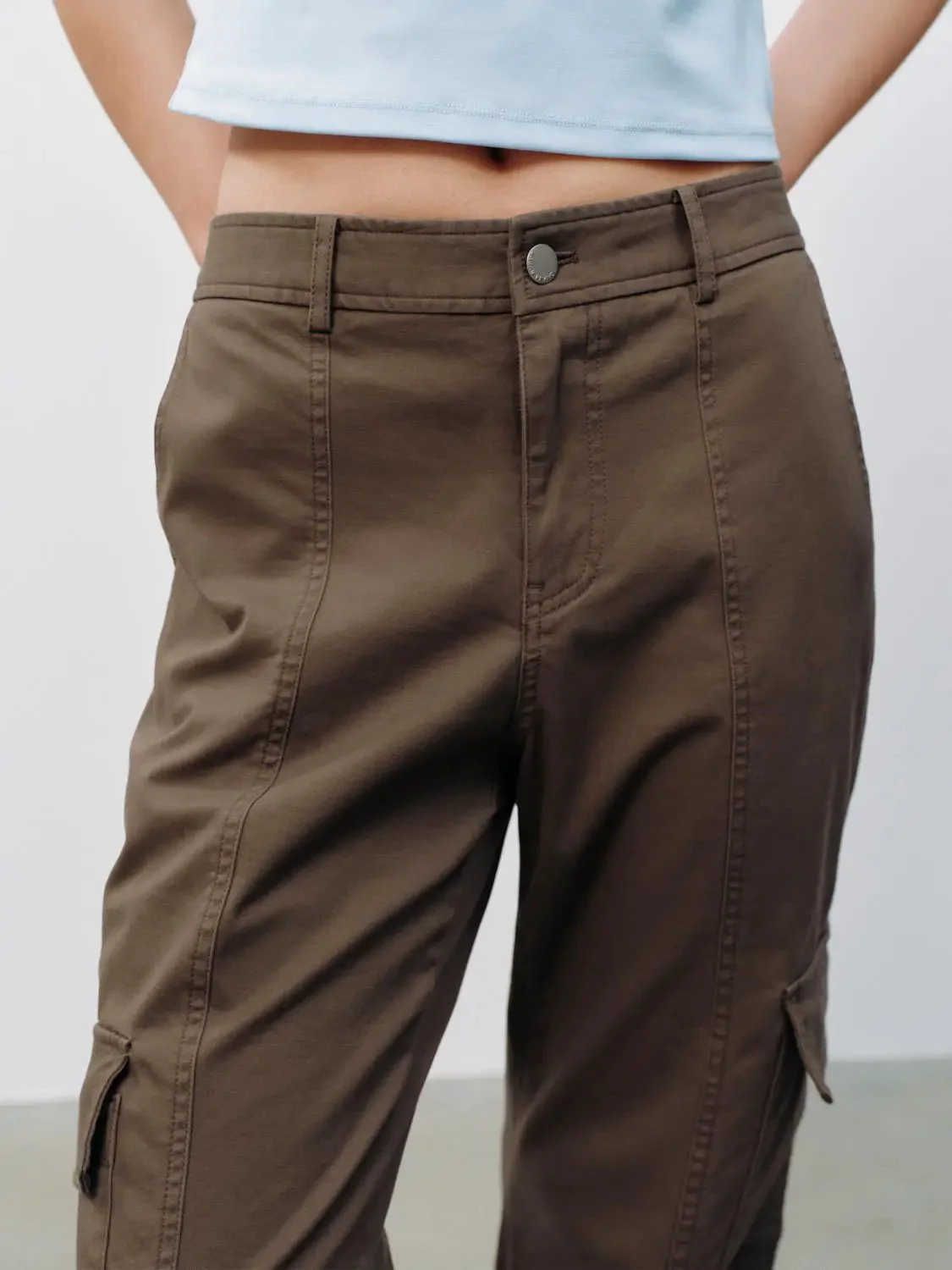 Cotton Twill Cargo Flap Pockets Pants