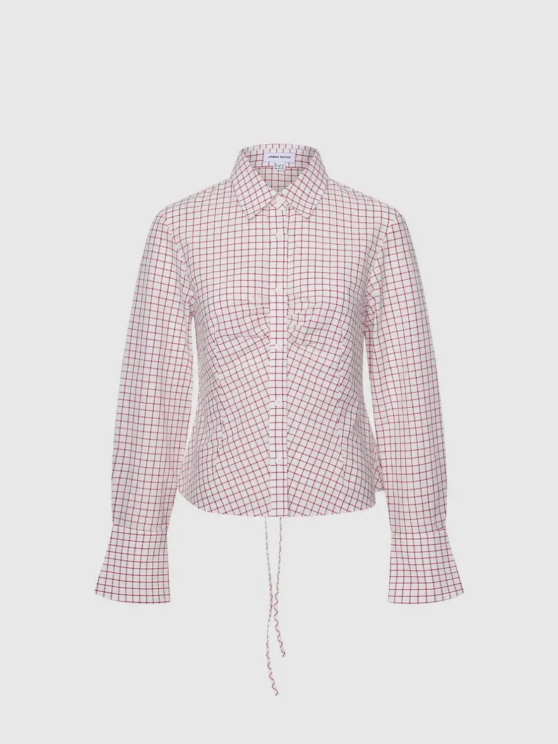 18695-contrast-check-nipped-waist-shirts-with-slight-stretch-1.webp Contrast Check Nipped Waist Shirts With Slight Stretch