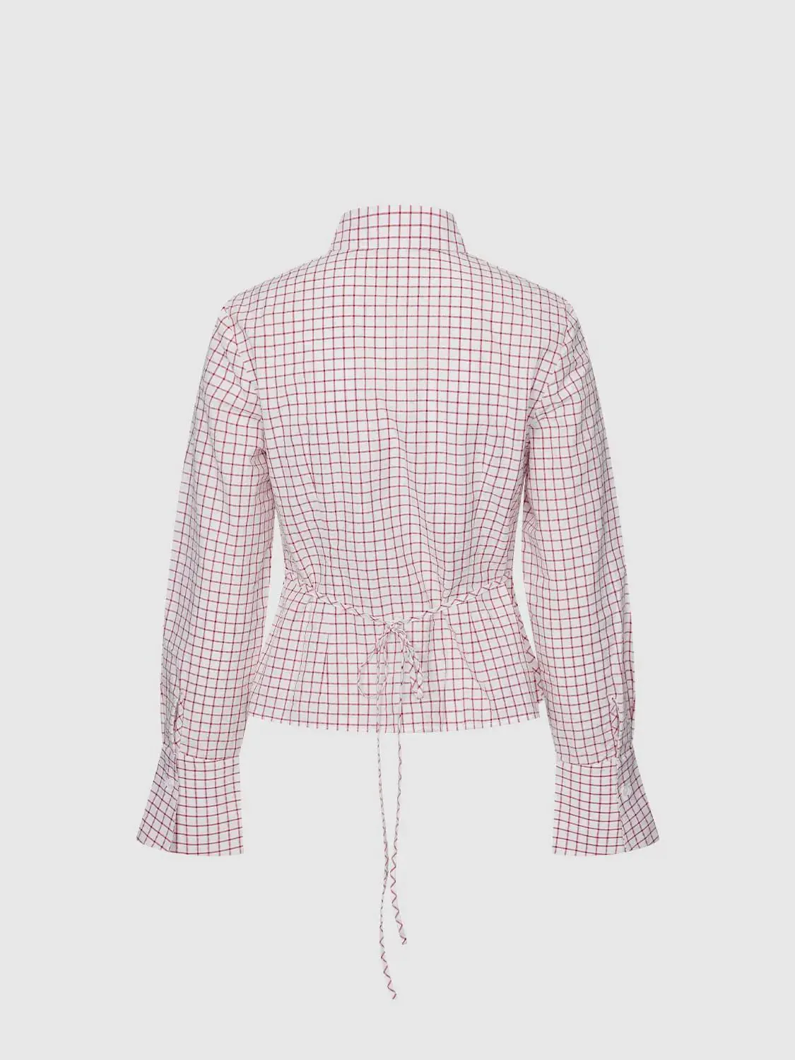 18695-contrast-check-nipped-waist-shirts-with-slight-stretch-2.webp Contrast Check Nipped Waist Shirts With Slight Stretch