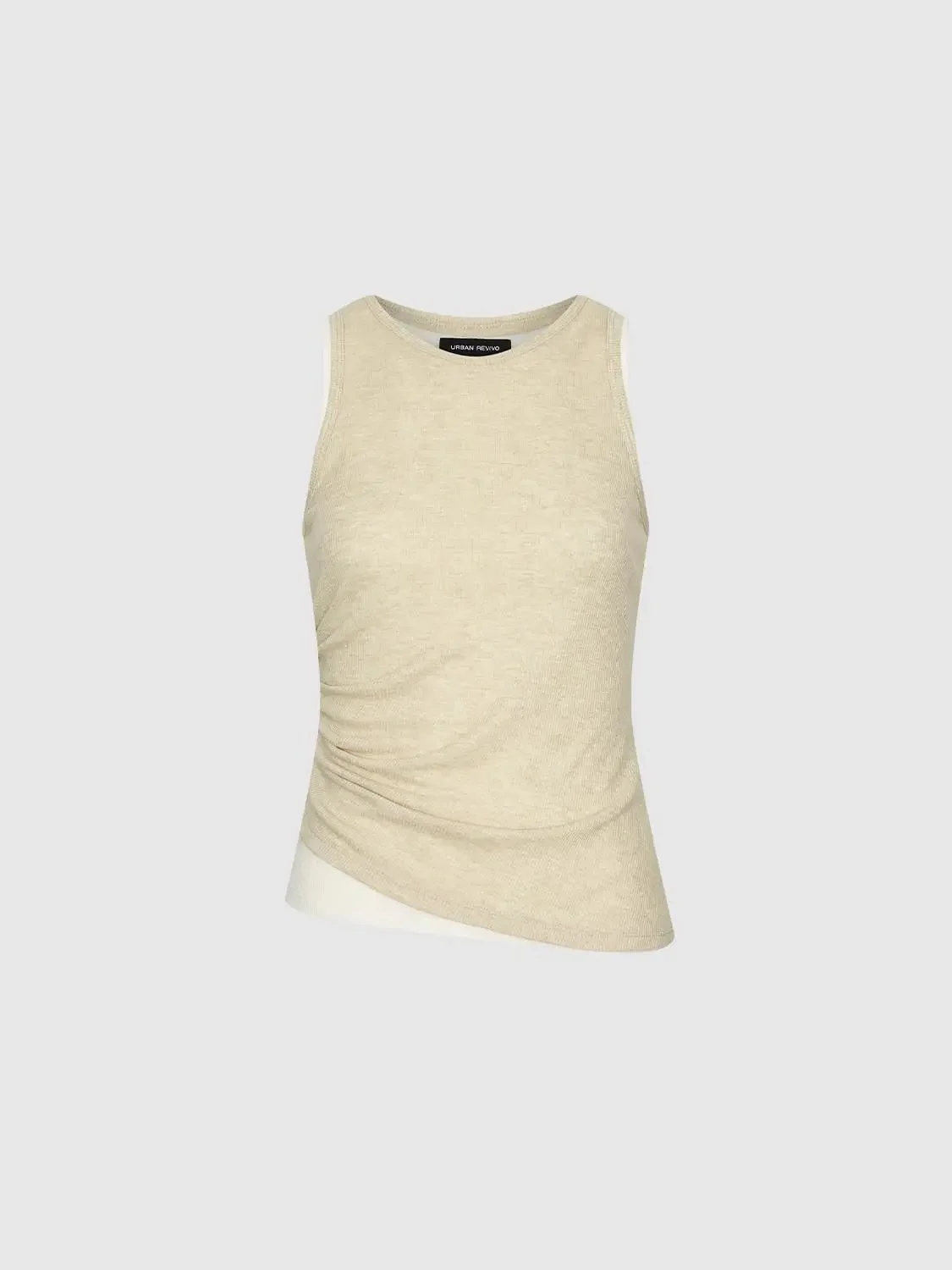 18738-contrast-ruched-crew-neck-tank-tops-lightweight-7.webp Contrast Ruched Crew Neck Tank Tops Lightweight