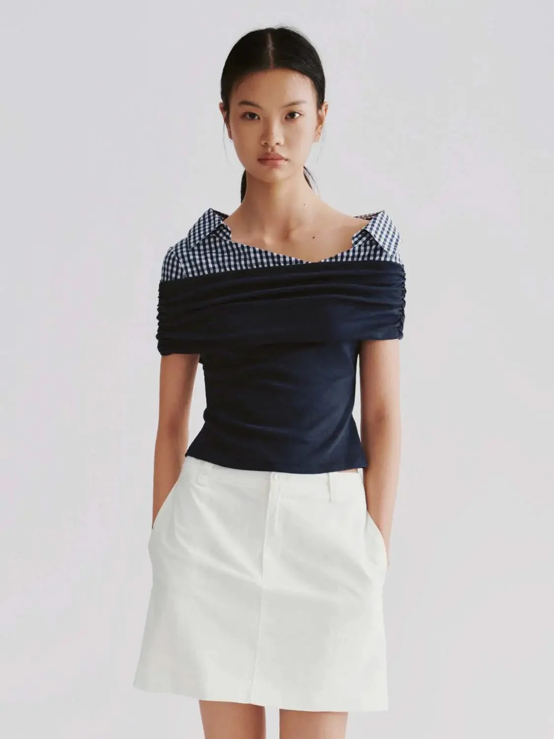 1874-cotton-stretch-off-shoulder-check-collar-shirt-1.webp Cotton Stretch Off Shoulder Check Collar Shirt