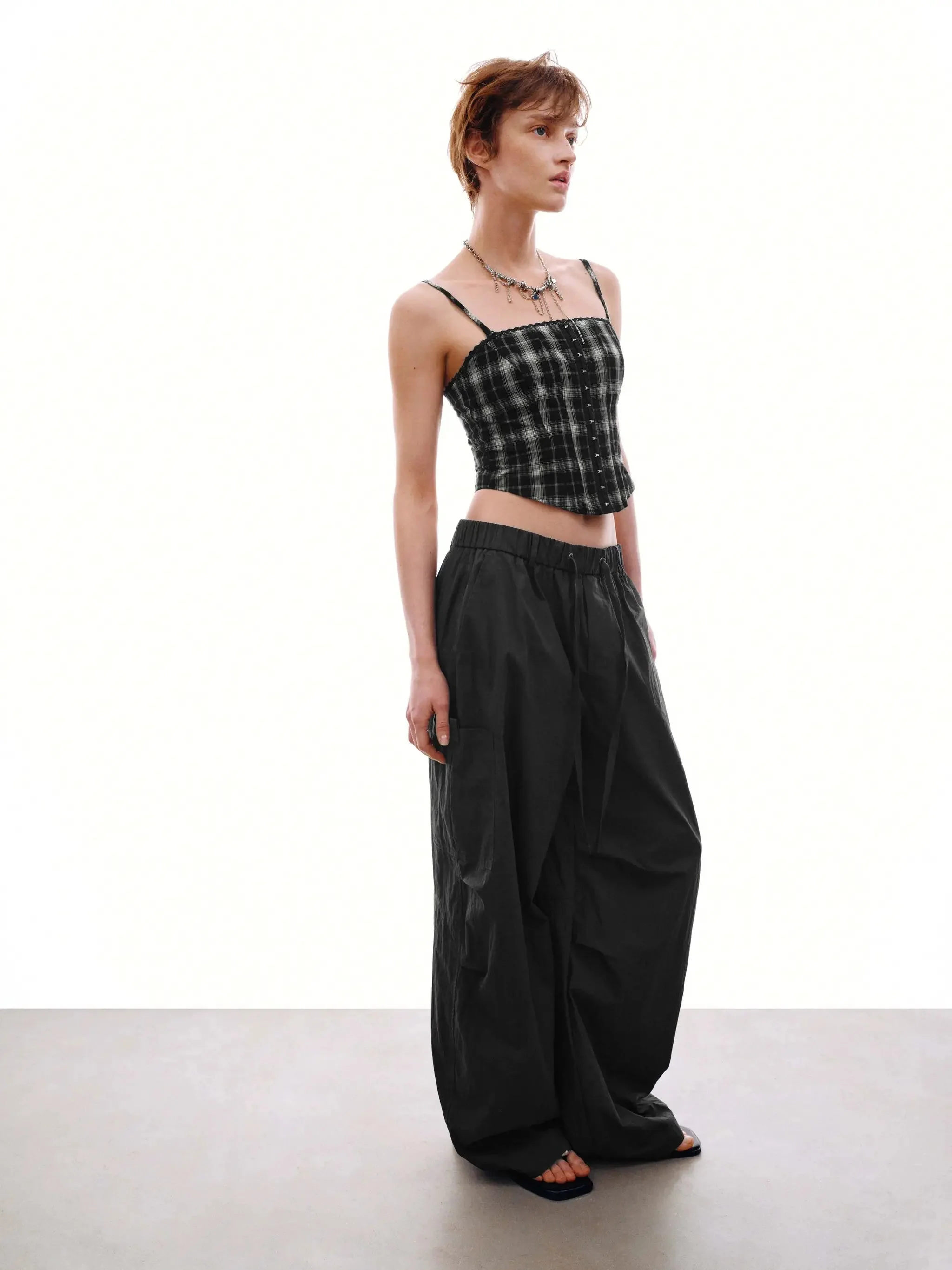 18749-lace-trim-contrast-check-strappy-cami-tops-4.webp Lace Trim Contrast Check Strappy Cami Tops