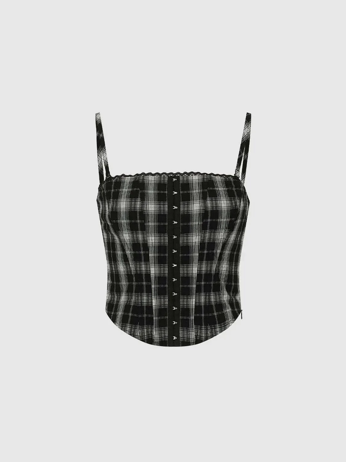 18749-lace-trim-contrast-check-strappy-cami-tops-7.webp Lace Trim Contrast Check Strappy Cami Tops
