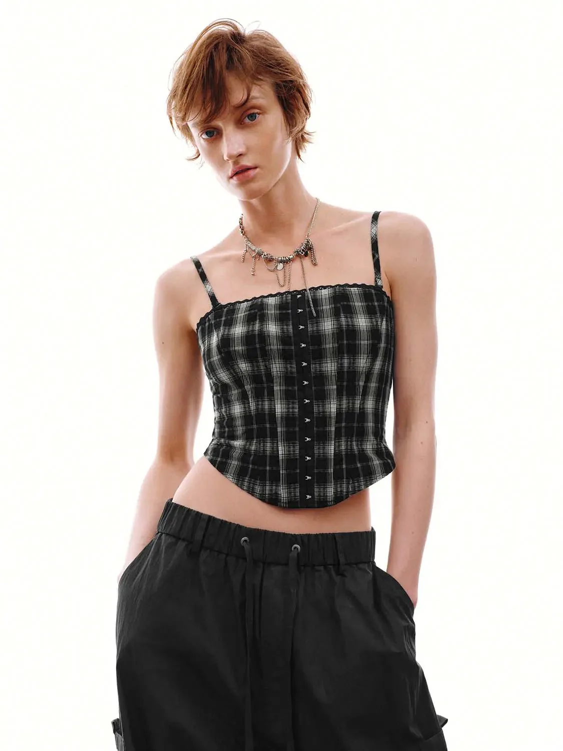18749-lace-trim-contrast-check-strappy-cami-tops-9.webp Lace Trim Contrast Check Strappy Cami Tops