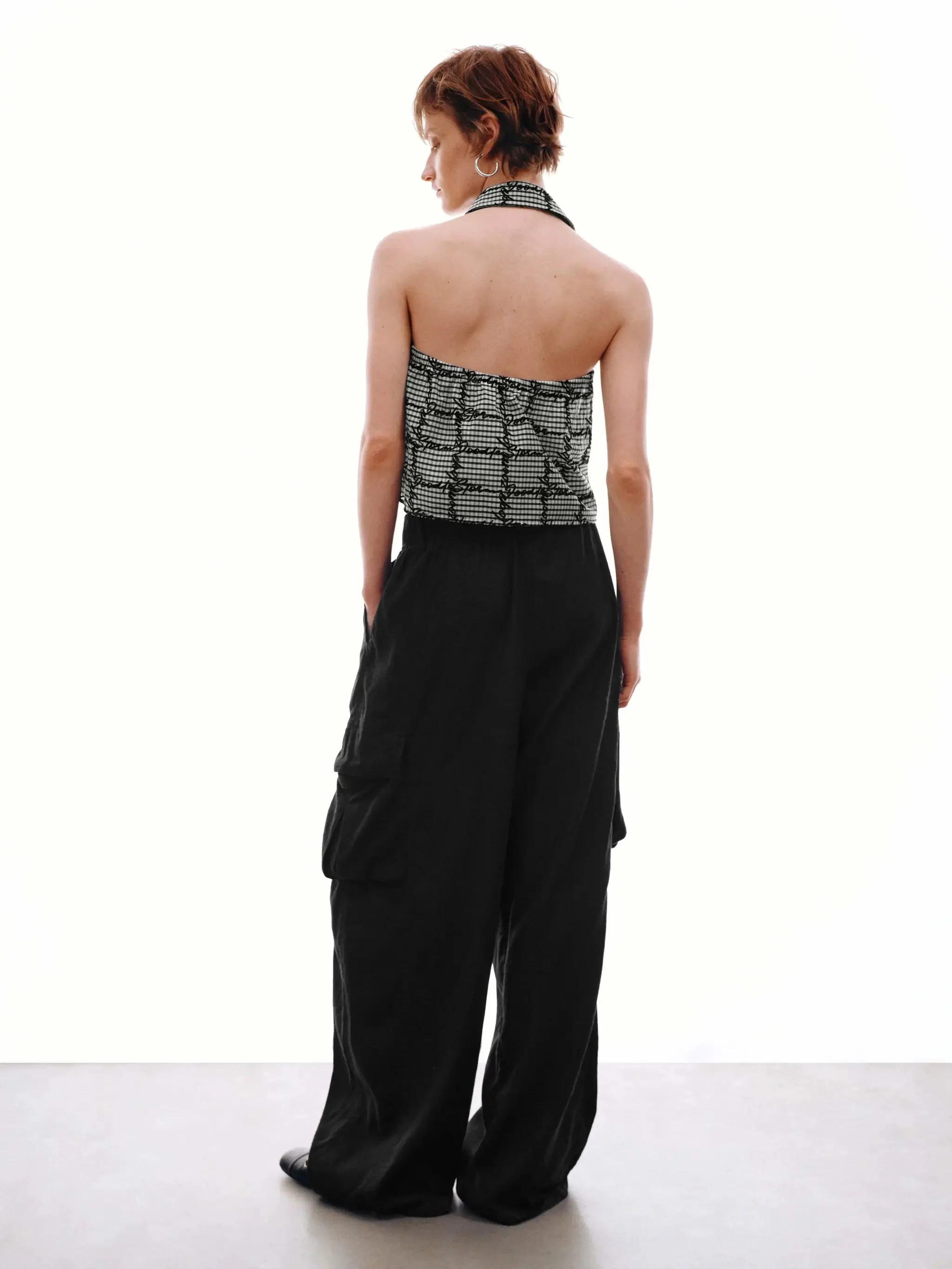 Contrast Check Tie Front Sleeveless Cotton Shirts