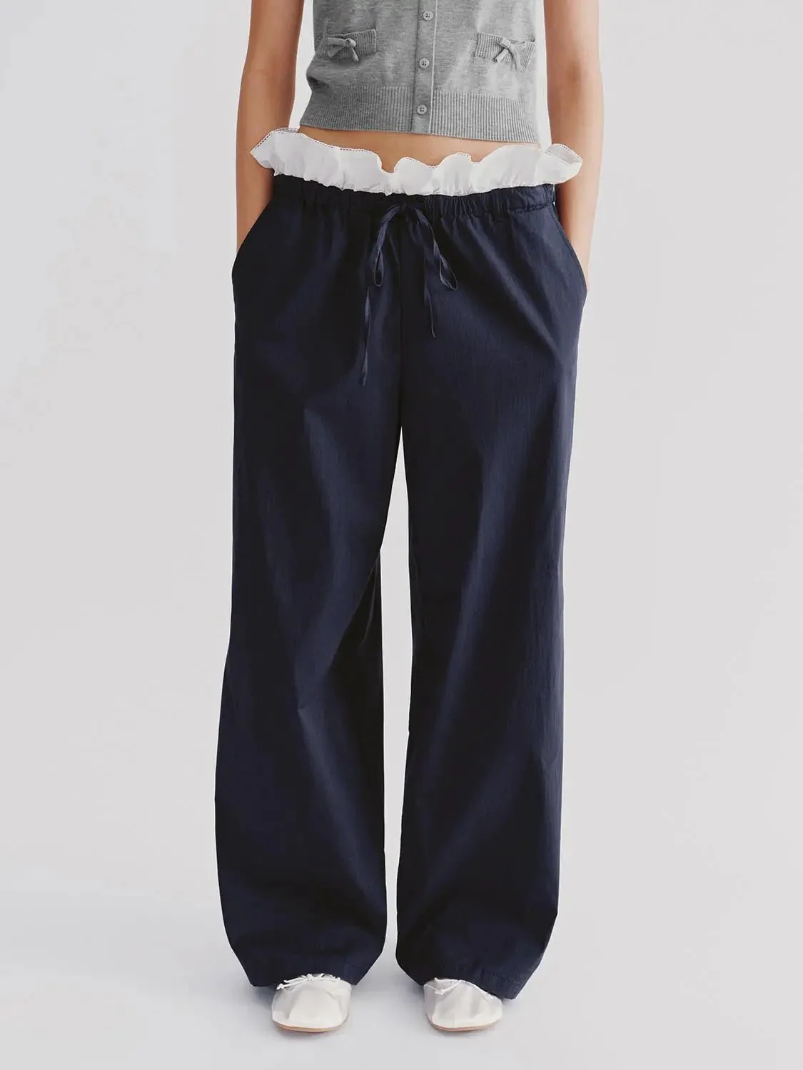 18878-ruffle-hem-drawstring-wide-leg-pants-pull-on-with-slight-stretch-9.webp Ruffle Hem Drawstring Wide Leg Pants Pull On With Slight Stretch