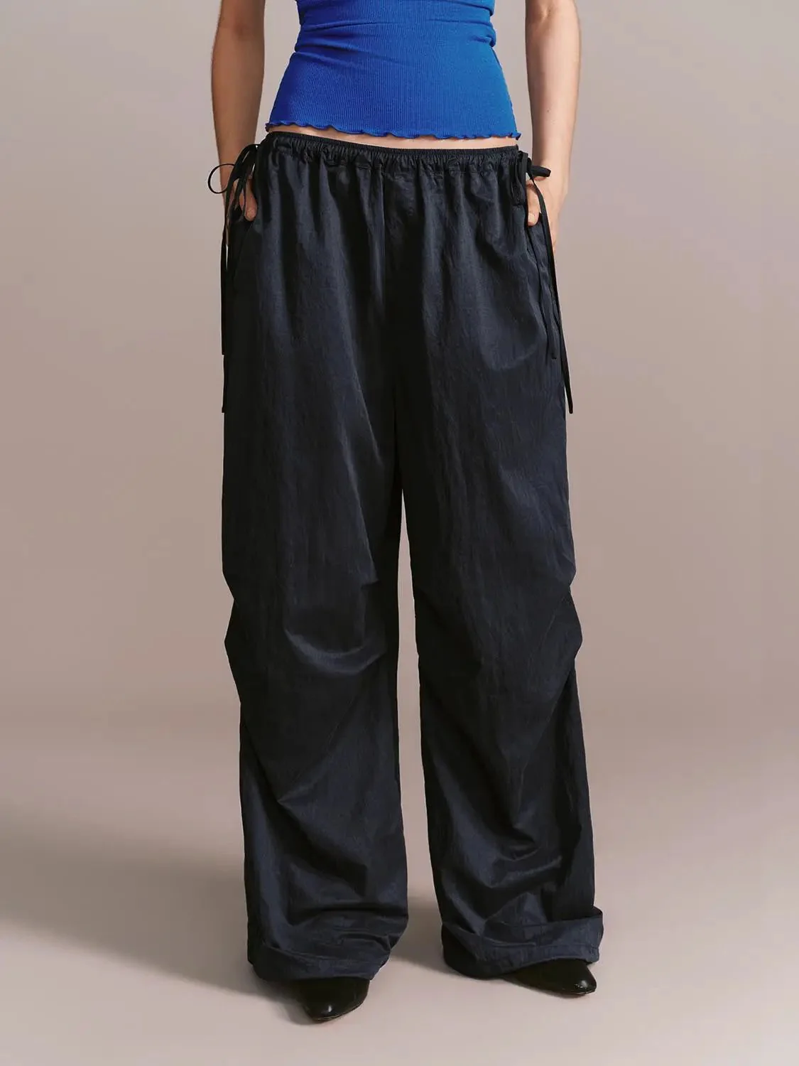 18914-drawstring-pull-on-wide-leg-pants-with-non-stretch-fabric-1.webp Drawstring Pull On Wide Leg Pants With Non Stretch Fabric