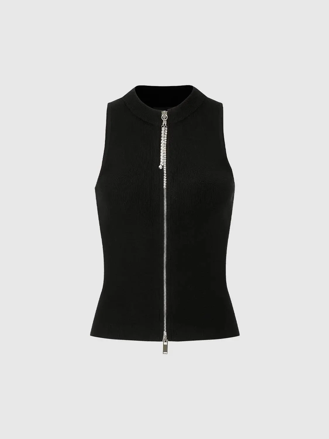 18929-crew-neck-sleeveless-zip-up-skinny-fit-knitted-cardigans-4.webp Crew Neck Sleeveless Zip Up Skinny Fit Knitted Cardigans