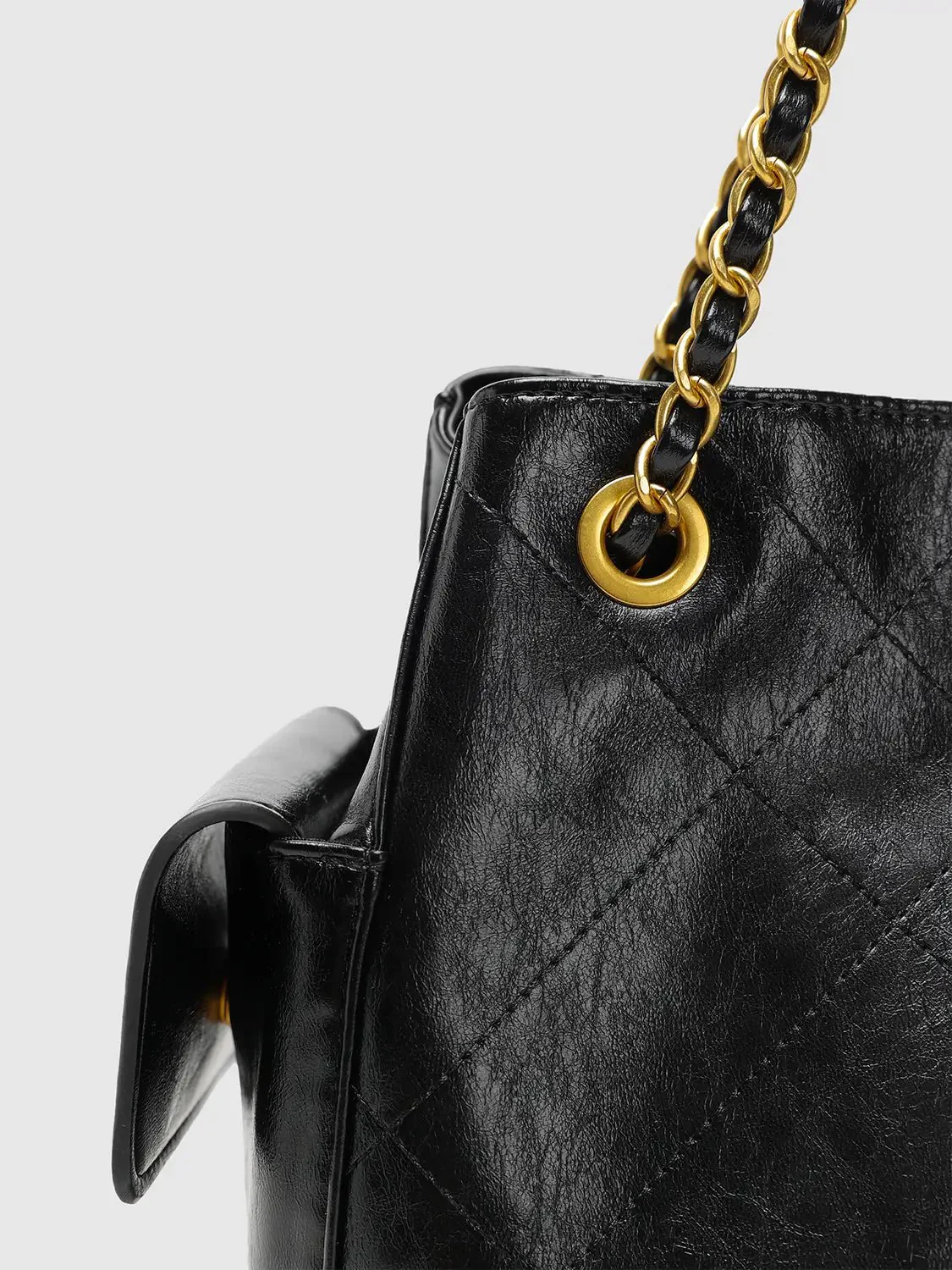 Chain Detail Faux Leather Shoulder Bags