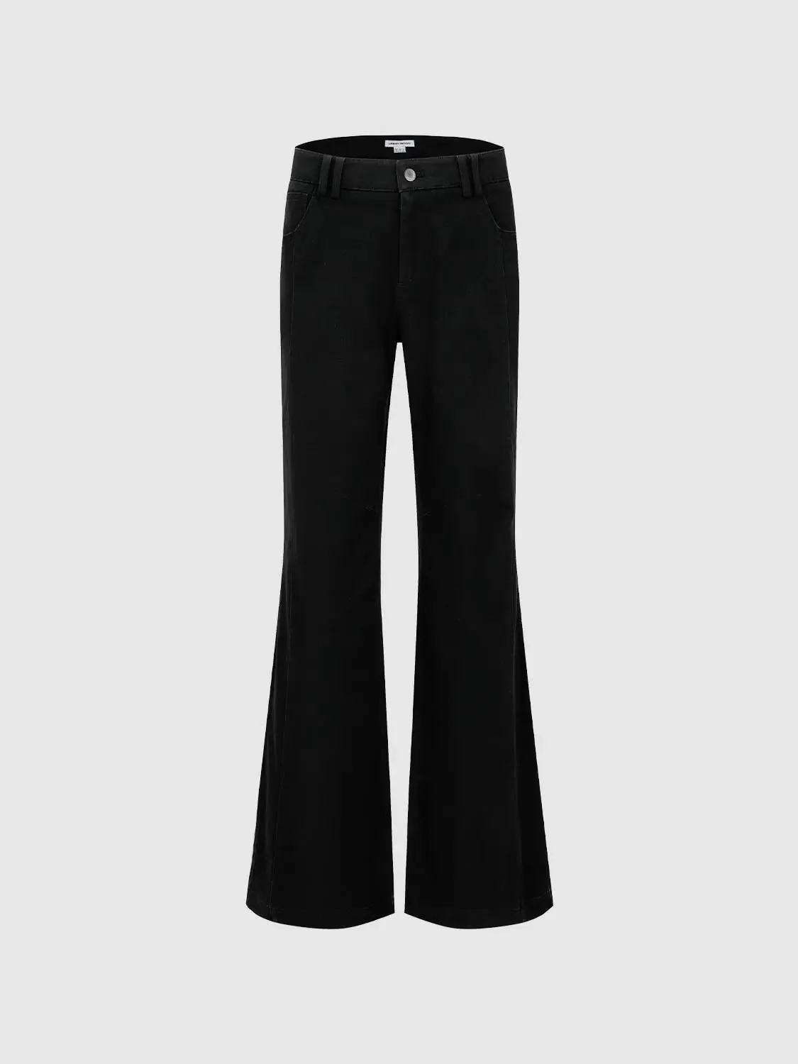 19101-cotton-blend-wide-leg-flare-black-casual-pants-2.webp Cotton Blend Wide Leg Flare Black Casual Pants